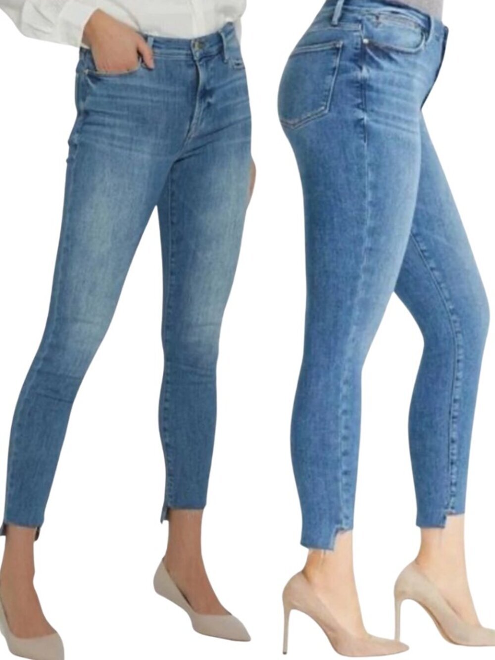 Frame Le High Skinny Denim Jeans Women's 26 Westway Medium Wash Raw Hem Slimming